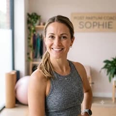 Portrait de Sophie L., coach sportive à domicile vérifiée, spécialiste post-partum